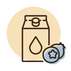 Carton of milk with flavor blueberry vector icon