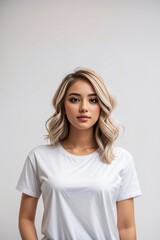 Fototapeta premium model wearing white T-shirt for mockup