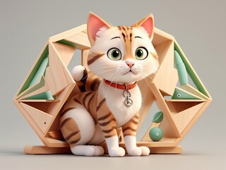 Zen Geometry style cute cat
