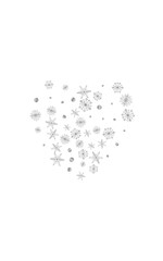 Grey Snow Background White Vector. Flake Freeze Pattern. Silver Snowflake Crystal. Metal Glitter Card.