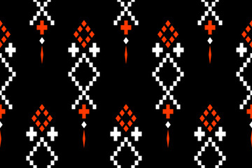 Red traditional ethnic pattern paisley flower Ikat background abstract Aztec African Indonesian Indian seamless pattern for fabric print cloth dress carpet curtains and sarong