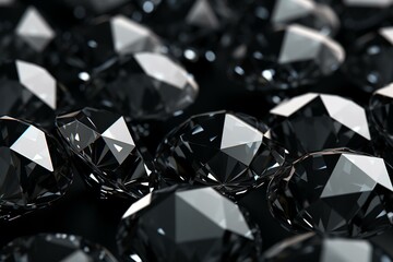 Reflective black diamonds in 3D render. Generative AI