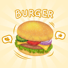Burger Fast Food HandDrawn Illustrations Sticker Pack