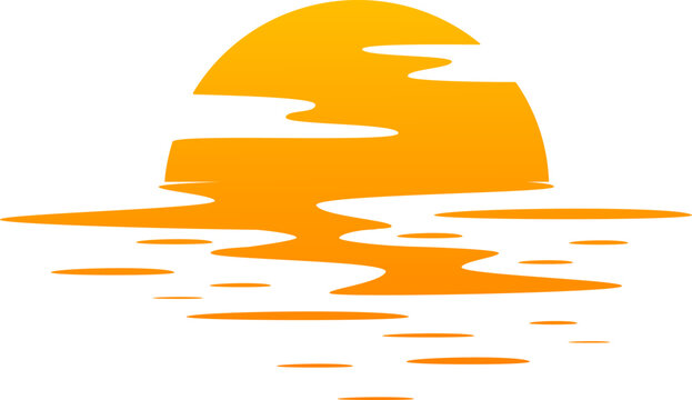 recommend clip art: Sunset with reflection on the water. Sunset over sea.