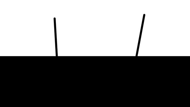 A horizontal black piece dances in place with two antennas. You can insert a logo or words between the sticks.