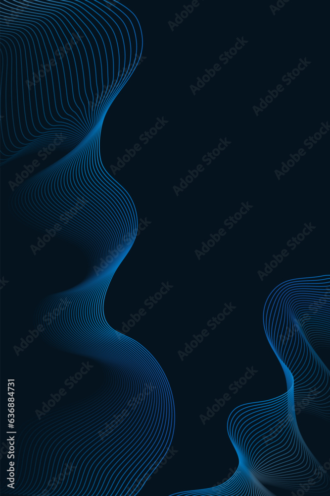 Wall mural linear abstract gradient waves. vector design banner poster.