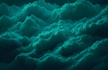 Fototapeta na wymiar An ethereal green cloudscape with swirling shapes and delicate textures