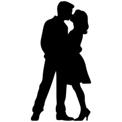 vector illustration of a silhouette of a loving couple