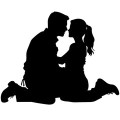 vector illustration of a silhouette of a loving couple
