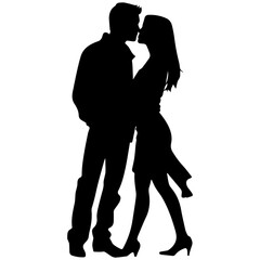 vector illustration of a silhouette of a loving couple