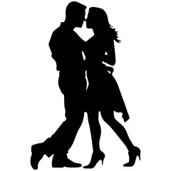 vector illustration of a silhouette of a loving couple