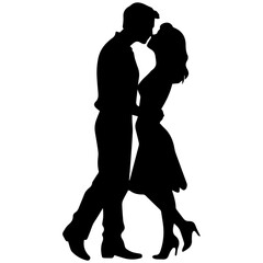 vector illustration of a silhouette of a loving couple