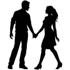 vector illustration of a silhouette of a loving couple