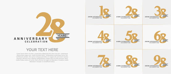 set of anniversary logo with gold number and silver ribbon can be use for celebration