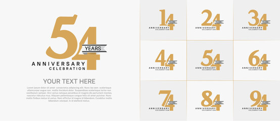 set of anniversary logo with gold number and silver ribbon can be use for celebration