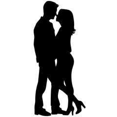 vector illustration of a silhouette of a loving couple