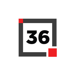 36 number with square icon. 36 dot monogram.