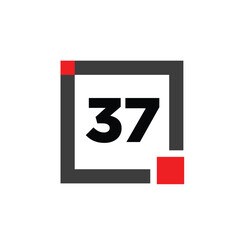 37 number with square icon. 37 dot monogram.