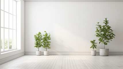 empty new white room scandinavian style apartment.