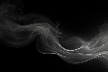 Swirling gray smoke on a black background creates an abstract fog. Ideal for logo mockups, wide angle wallpaper, or web banners. Generative AI