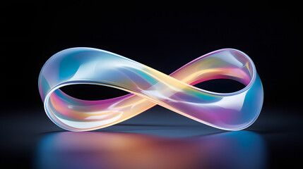 A minimalistic depiction of intertwined holographic ribbons, signifying the harmonious coexistence of tech and art
