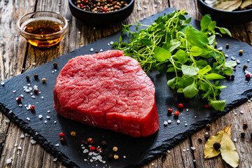 Fresh raw beef meat on cutting board
