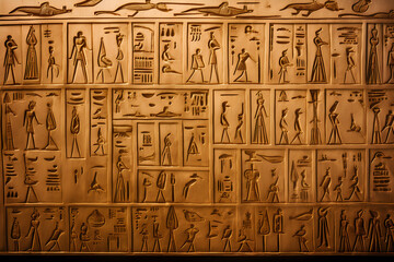 ancient egyptian hieroglyphics on the wall - obrazy, fototapety, plakaty
