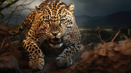 Leopard in the Jungle.Generative Ai