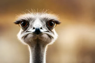 Wandcirkels aluminium ostrich head close up © tippapatt