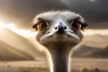 Wandaufkleber ostrich head close up © tippapatt