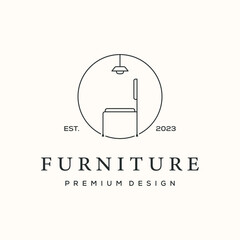 furniture of house line art logo vector minimalist illustration design, minimalist furnishings chair logo design