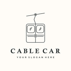 cable car railroad line art logo vector minimalist illustration design, gondola sky logo design