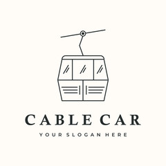 cable car station line art logo vector minimalist illustration design, gondola railroad symbol design