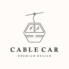 cable car up line art logo vector minimalist illustration design, gondola train symbol design © Asnada