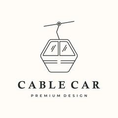 cable car up line art logo vector minimalist illustration design, gondola train symbol design