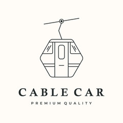 cable car technology line art logo vector minimalist illustration design, gondola electric train symbol design © Asnada