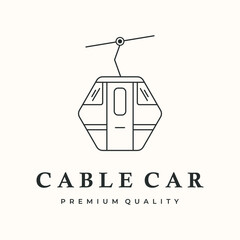 cable car technology line art logo vector minimalist illustration design, gondola electric train symbol design