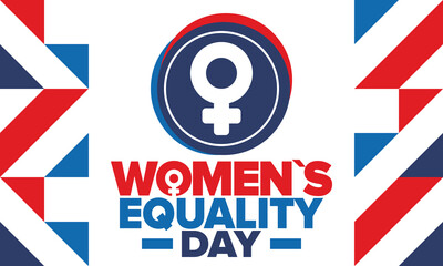 Obraz premium Women's Equality Day in United States. Female holiday, celebrated annually in August 26. Women right history month. Feminism concept. Poster, greeting card, banner and background. Vector illustration