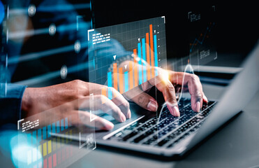 investment, graph, finance, financial, investing, technology, buy, sell, price, business. typing keyboard for invest into technology, then examine graph of benefit. for buy or sell that prices.