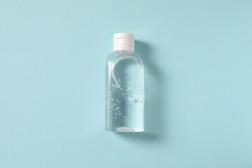 antiseptic on blue background