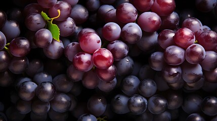 Fresh ripe grapes with water drops background. Berries backdrop, Beautiful selection of freshly picked ripe red wine grapes background, Close-up of fresh juicy grapes growing - obrazy, fototapety, plakaty