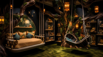 forest-themed children's playroom