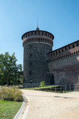 Fototapeta na wymiar Castello Sforzesco in Milan, exterior of the fortress, Italy, Europe