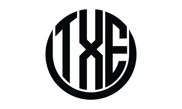 TXE shield in circle logo design vector template. lettermrk, wordmark, monogram symbol on white background.