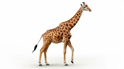 Deurstickers Image of Giraffe standing over white background © Kartika