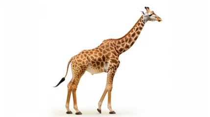 Gordijnen Image of Giraffe standing over white background © Kartika