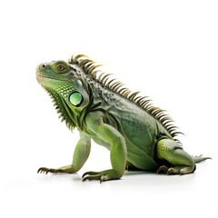 Obraz premium Portrait of green iguana on isolated white