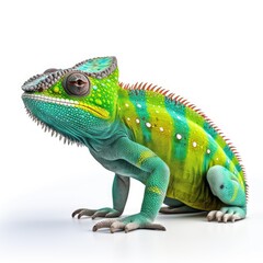 Obraz premium Chameleon standing isolated on white background