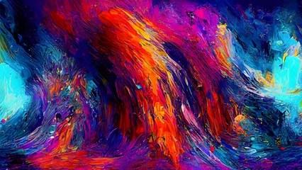Foto auf Acrylglas Gemixte farben Colorful oil paint brush stroke abstract background texture design illustration