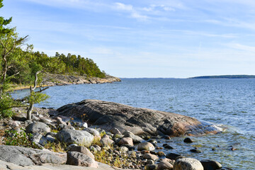Fototapeta na wymiar Landscape in the archipelago in Finland on a sunny summer day